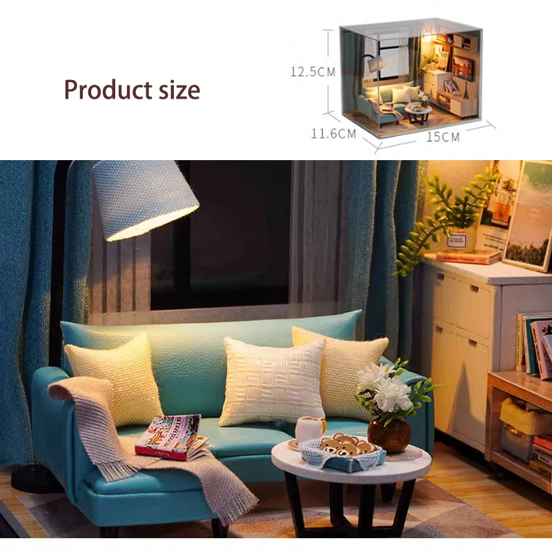 Wooden Mini Miniature Doll House DIY Small House Kit 3D Puzzle Building Assembly House Furniture Toy Home Decor Birthday Gifts