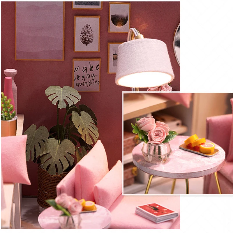 Wooden Mini Miniature Doll House DIY Small House Kit 3D Puzzle Building Assembly House Furniture Toy Home Decor Birthday Gifts