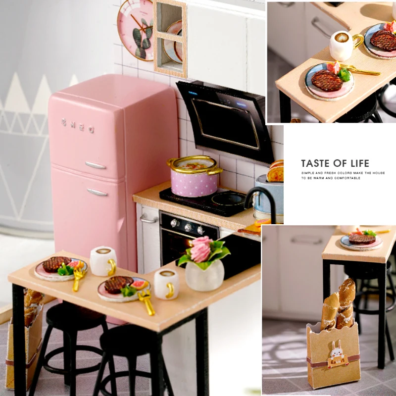 Wooden Mini Miniature Doll House DIY Small House Kit 3D Puzzle Building Assembly House Furniture Toy Home Decor Birthday Gifts