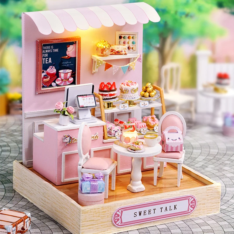 Wooden Mini Miniature Doll House DIY Small House Kit 3D Puzzle Building Assembly House Furniture Toy Home Decor Birthday Gifts