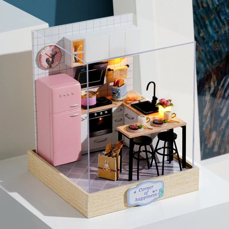 Wooden Mini Miniature Doll House DIY Small House Kit 3D Puzzle Building Assembly House Furniture Toy Home Decor Birthday Gifts