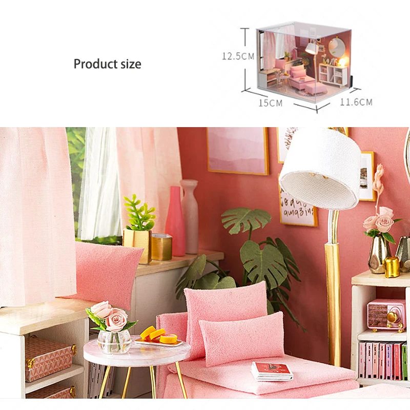 Wooden Mini Miniature Doll House DIY Small House Kit 3D Puzzle Building Assembly House Furniture Toy Home Decor Birthday Gifts