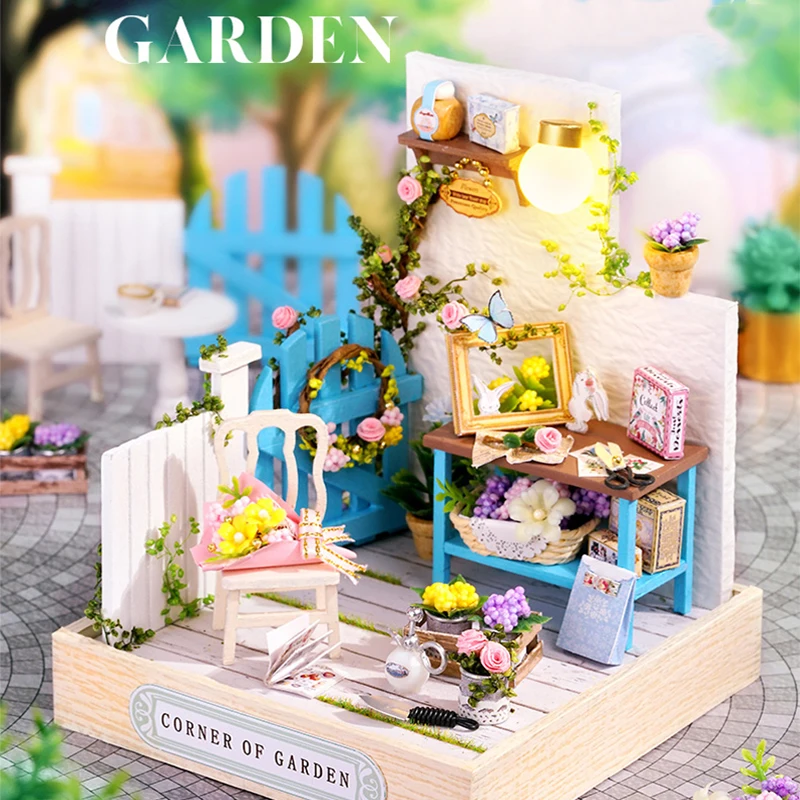 Wooden Mini Miniature Doll House DIY Small House Kit 3D Puzzle Building Assembly House Furniture Toy Home Decor Birthday Gifts