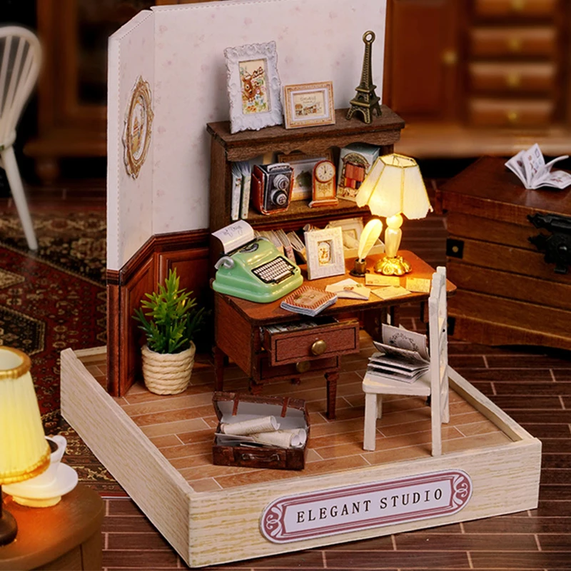 Wooden Mini Miniature Doll House DIY Small House Kit 3D Puzzle Building Assembly House Furniture Toy Home Decor Birthday Gifts