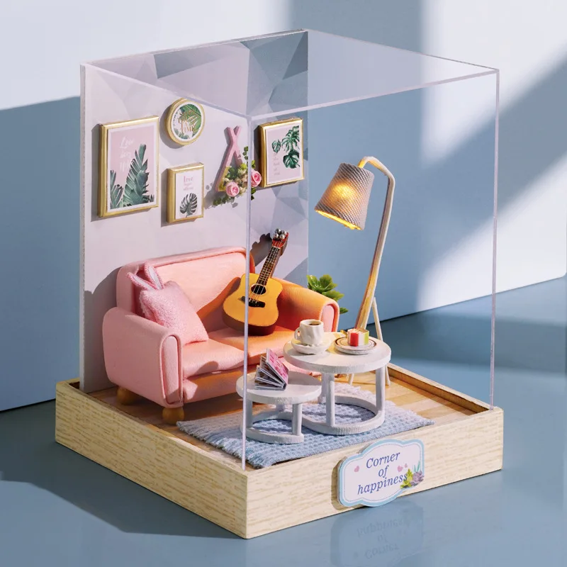 Wooden Mini Miniature Doll House DIY Small House Kit 3D Puzzle Building Assembly House Furniture Toy Home Decor Birthday Gifts