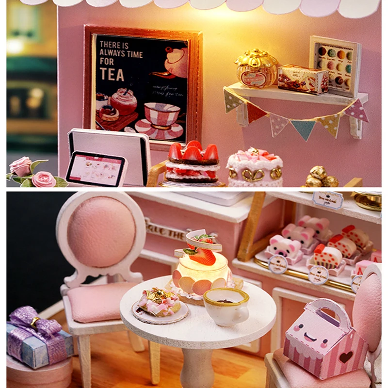 Wooden Mini Miniature Doll House DIY Small House Kit 3D Puzzle Building Assembly House Furniture Toy Home Decor Birthday Gifts