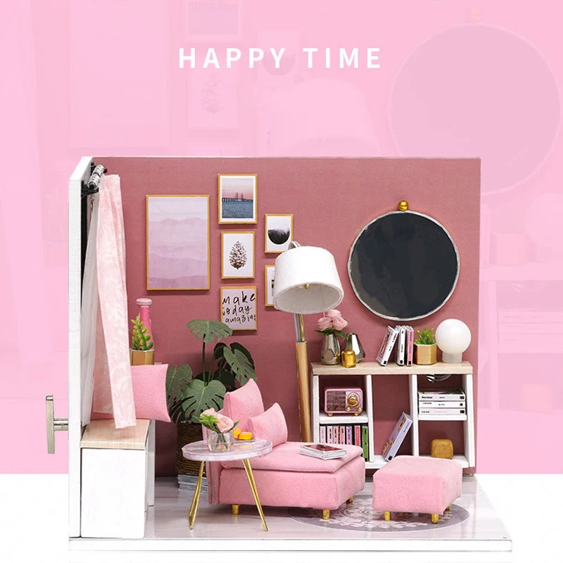 Wooden Mini Miniature Doll House DIY Small House Kit 3D Puzzle Building Assembly House Furniture Toy Home Decor Birthday Gifts