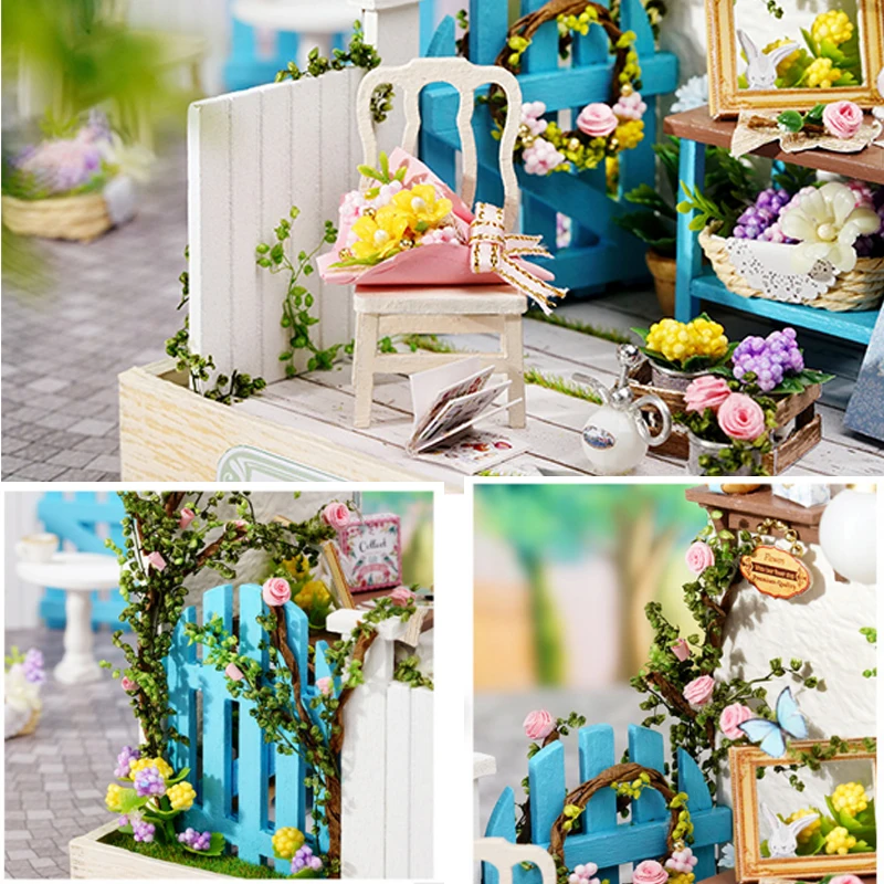 Wooden Mini Miniature Doll House DIY Small House Kit 3D Puzzle Building Assembly House Furniture Toy Home Decor Birthday Gifts