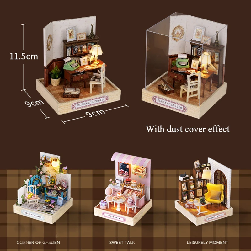 Wooden Mini Miniature Doll House DIY Small House Kit 3D Puzzle Building Assembly House Furniture Toy Home Decor Birthday Gifts