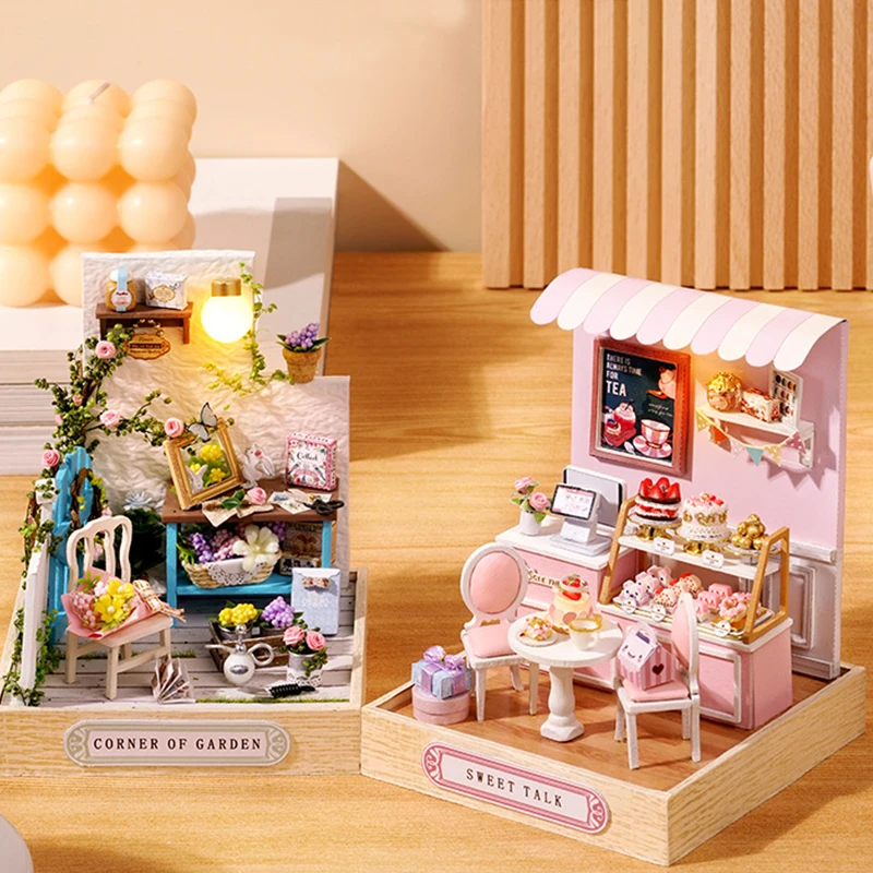 Wooden Mini Miniature Doll House DIY Small House Kit 3D Puzzle Building Assembly House Furniture Toy Home Decor Birthday Gifts