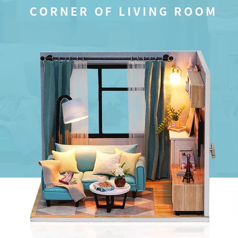 Wooden Mini Miniature Doll House DIY Small House Kit 3D Puzzle Building Assembly House Furniture Toy Home Decor Birthday Gifts