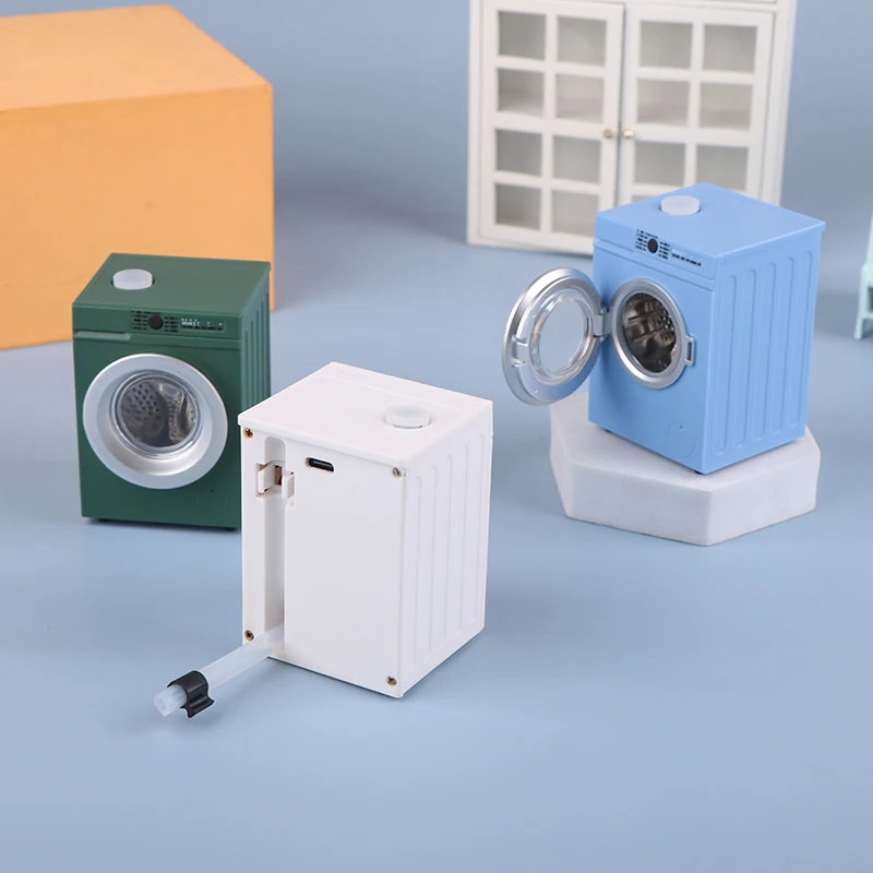 1Pcs Dollhouse Miniature Simulation Washing Machine Drum Washer Laundry Model Dollhouse Home Appliance Model Decor Toy