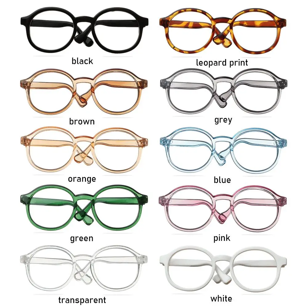 Plush Doll Glasses Accessory Round Frame Miniature Eyewear Clear Lens Candy Color Eyeglasses Style For Blythe Doll Accessories