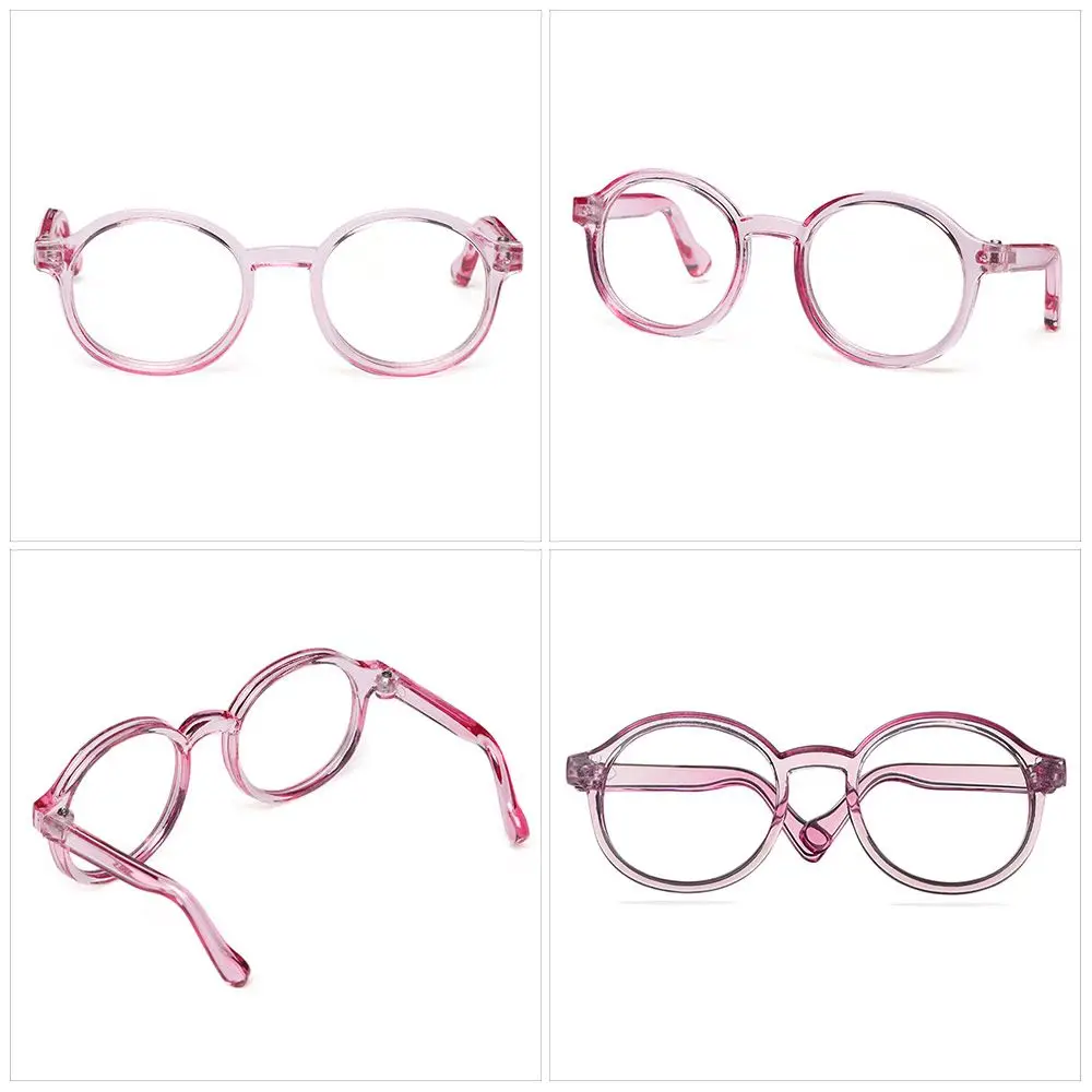 Plush Doll Glasses Accessory Round Frame Miniature Eyewear Clear Lens Candy Color Eyeglasses Style For Blythe Doll Accessories