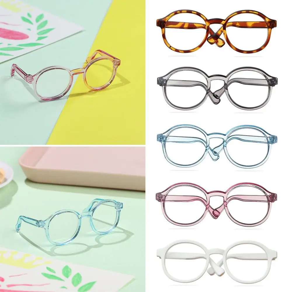 Plush Doll Glasses Accessory Round Frame Miniature Eyewear Clear Lens Candy Color Eyeglasses Style For Blythe Doll Accessories