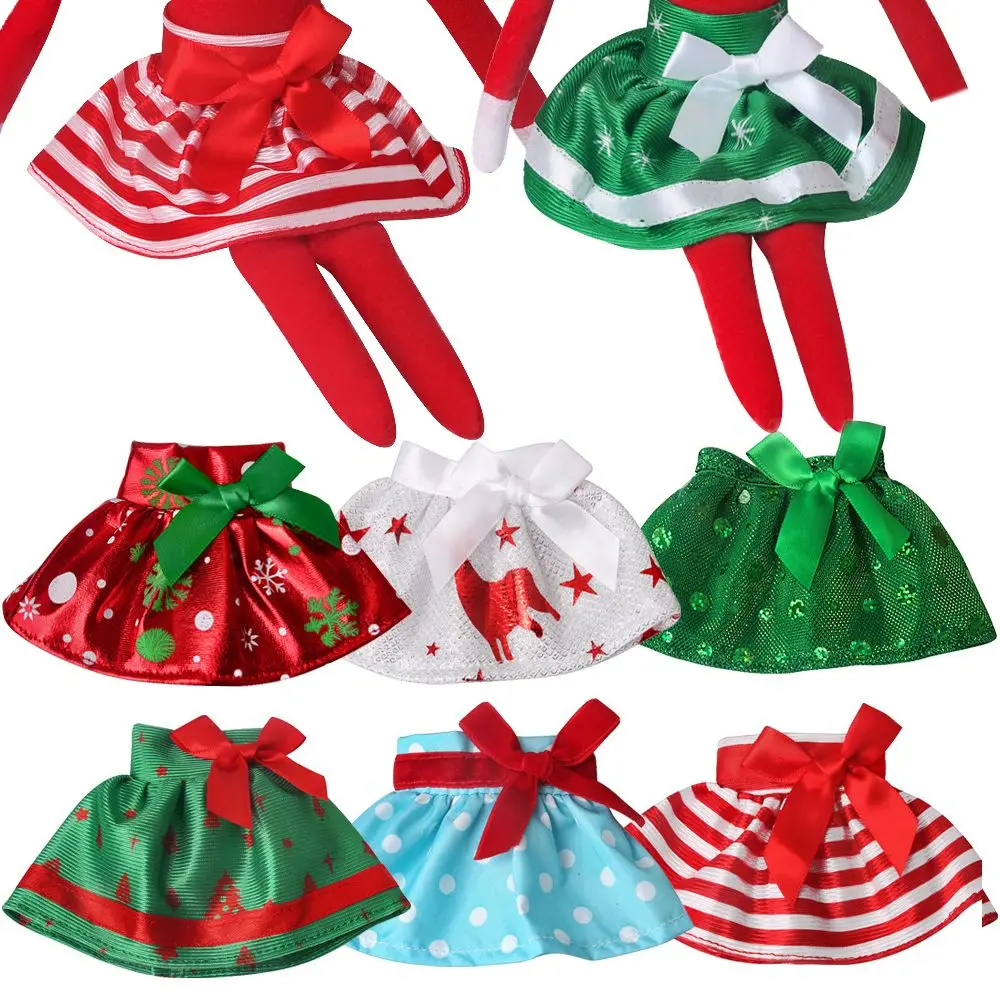 Elves Clothes Christmas Doll White Red Green Dress Baby Toys Accessories Skirt For Children's Christmas Gifts Doll Accessories