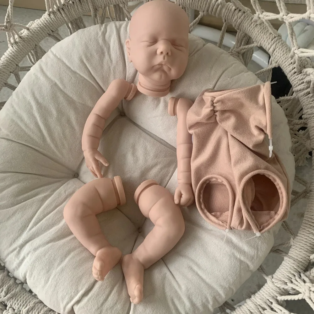 19inch Reborn Doll Kit Willa Sleeping Baby Soft Touch Unfinished Unpainted Doll Parts Soft Siliconen Reborn Kit with Body