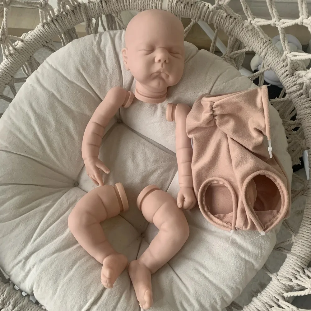 19inch Reborn Doll Kit Willa Sleeping Baby Soft Touch Unfinished Unpainted Doll Parts Soft Siliconen Reborn Kit with Body