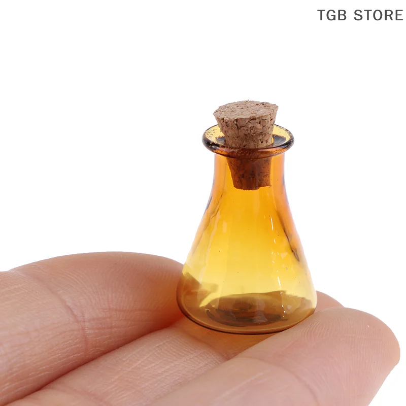 2Pcs Mini Glass Color Bottle Wishing Bottle Tiny Jars Vials Mini Storage Bottle