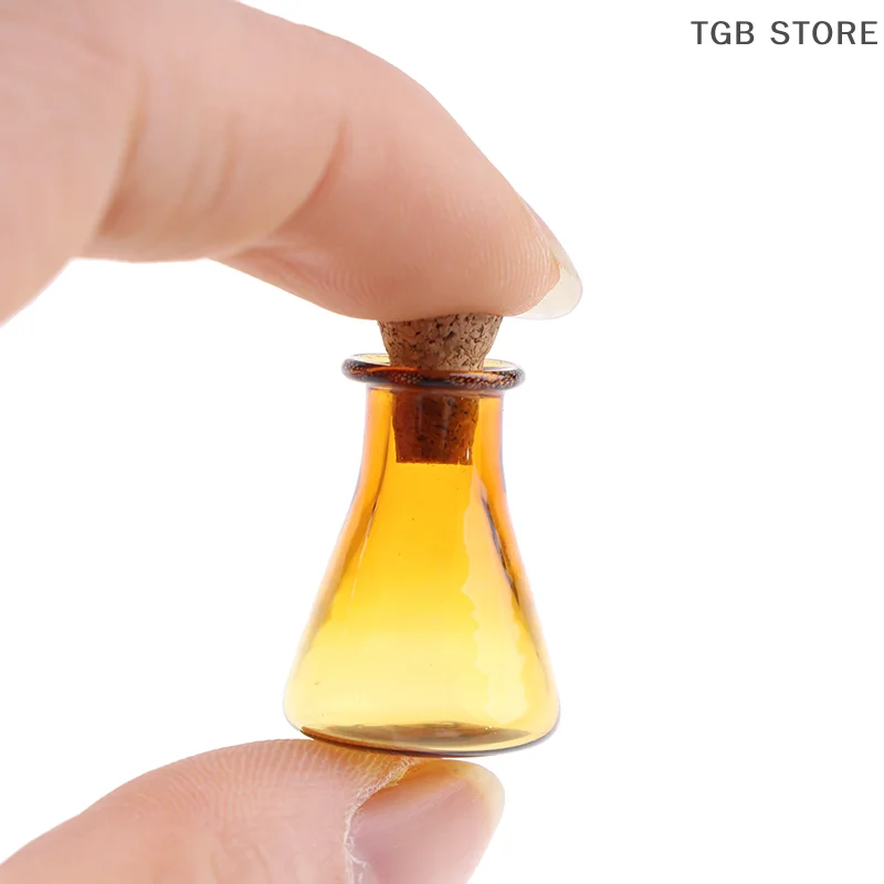 2Pcs Mini Glass Color Bottle Wishing Bottle Tiny Jars Vials Mini Storage Bottle
