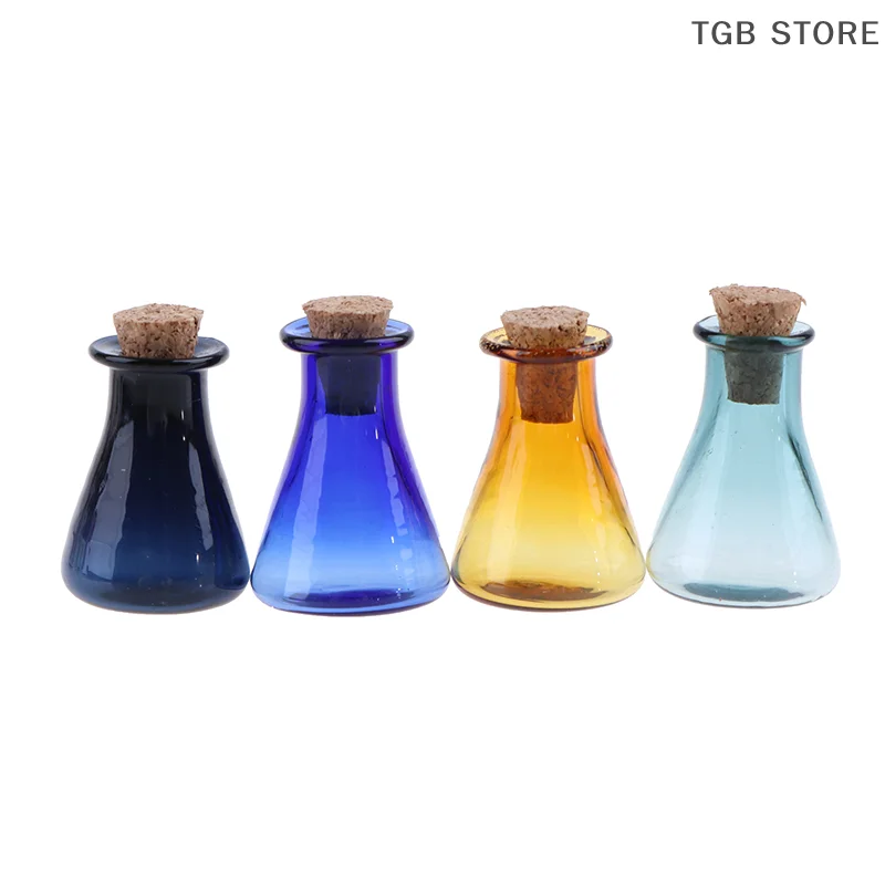 2Pcs Mini Glass Color Bottle Wishing Bottle Tiny Jars Vials Mini Storage Bottle