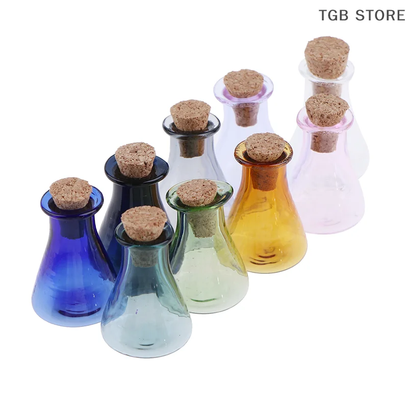 2Pcs Mini Glass Color Bottle Wishing Bottle Tiny Jars Vials Mini Storage Bottle