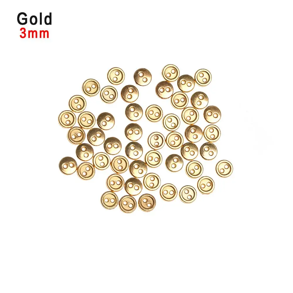 50 Pcs/lot Mini Metal Buttons 3mm/4mm/5mm Handmade Cute DIY doll clothes round buttons Miniature Doll Clothes Accessories