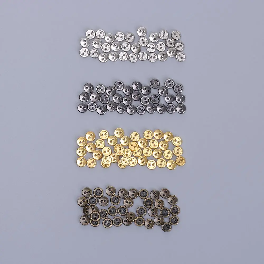 50 Pcs/lot Mini Metal Buttons 3mm/4mm/5mm Handmade Cute DIY doll clothes round buttons Miniature Doll Clothes Accessories