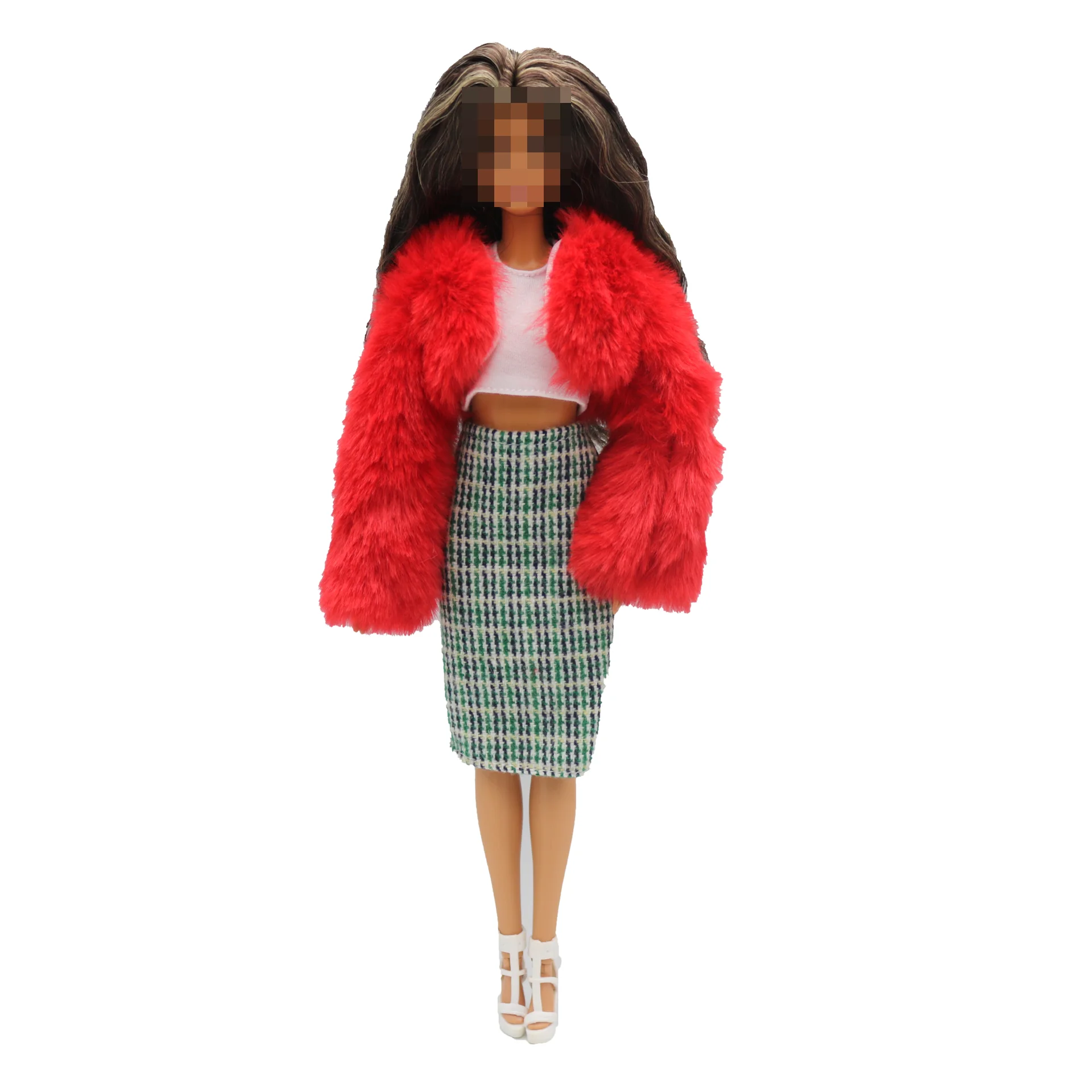 New 30cm 1/6 Luxury Comfort Material Soft Short Fur Coat Accessories Clothes for Barbies Doll