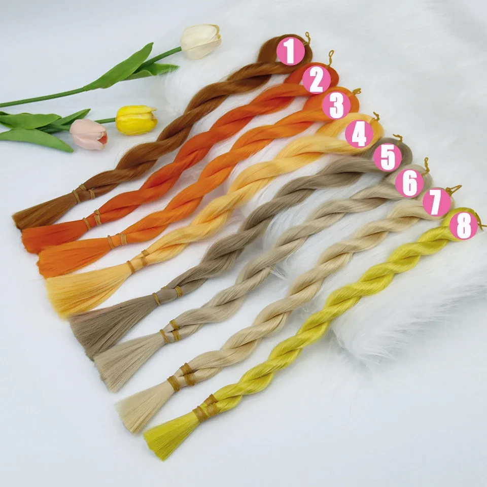 SD BJD Doll Hair Soft Silk Synthetic Heat-resistant Wig Transplant Material DIY Doll Hair Green Color
