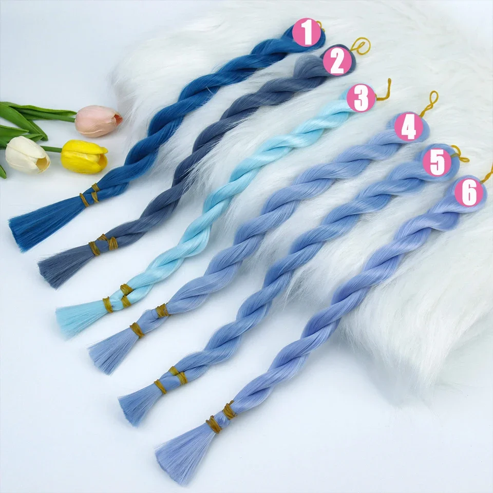 SD BJD Doll Hair Soft Silk Synthetic Heat-resistant Wig Transplant Material DIY Doll Hair Green Color