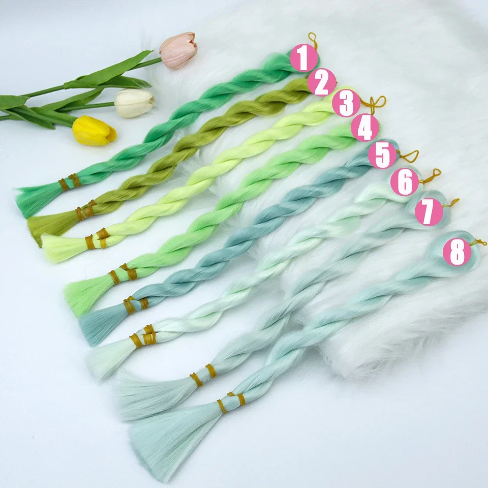 SD BJD Doll Hair Soft Silk Synthetic Heat-resistant Wig Transplant Material DIY Doll Hair Green Color
