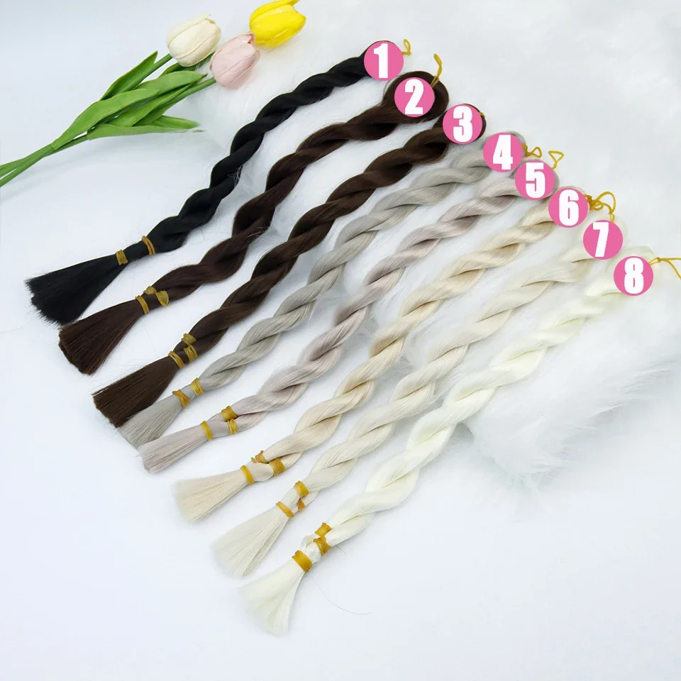 SD BJD Doll Hair Soft Silk Synthetic Heat-resistant Wig Transplant Material DIY Doll Hair Green Color
