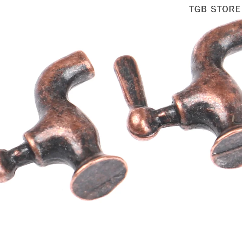 4pcs/set 1:12 Dollhouse Miniature Metal Water Tap Faucet Bathroom Accessories