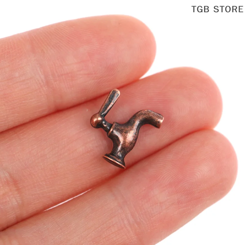 4pcs/set 1:12 Dollhouse Miniature Metal Water Tap Faucet Bathroom Accessories