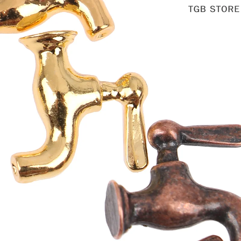 4pcs/set 1:12 Dollhouse Miniature Metal Water Tap Faucet Bathroom Accessories