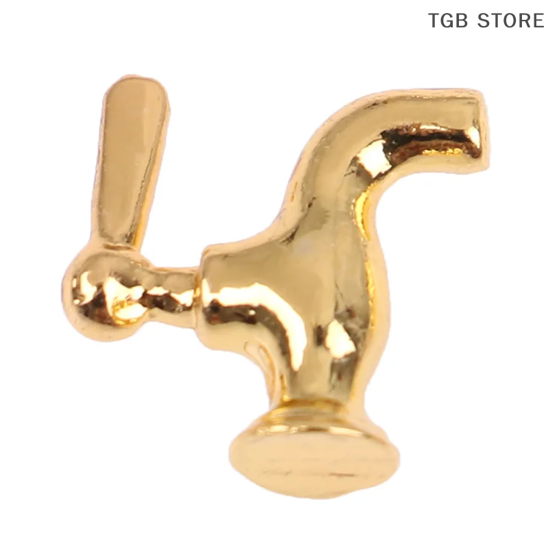 4pcs/set 1:12 Dollhouse Miniature Metal Water Tap Faucet Bathroom Accessories