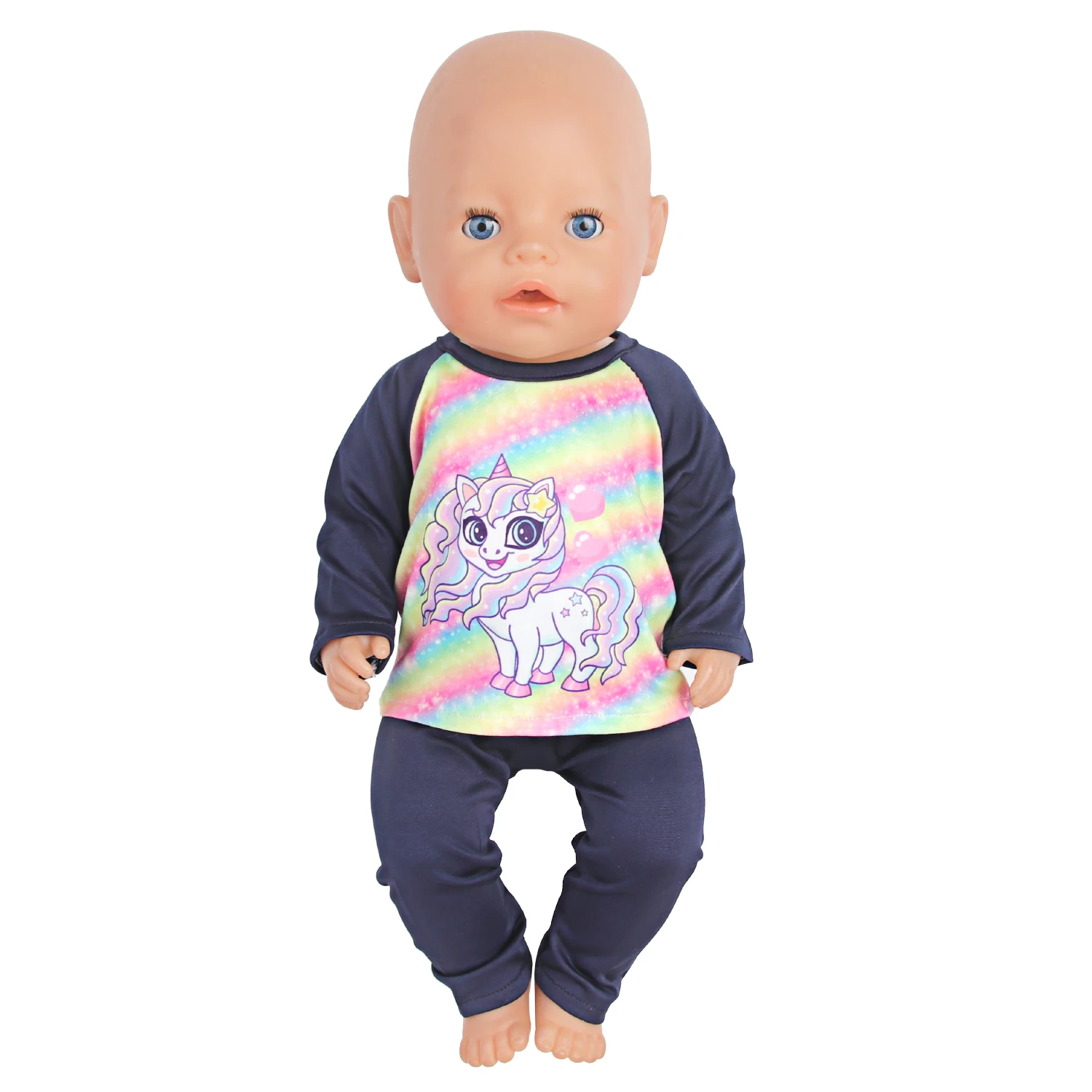 Cute Cat Animal Shark T-shirt+shorts Clothes Set Pajamas Fit For American 18 Inch Girl Doll And 43cm Baby New Born,OG Toy Doll