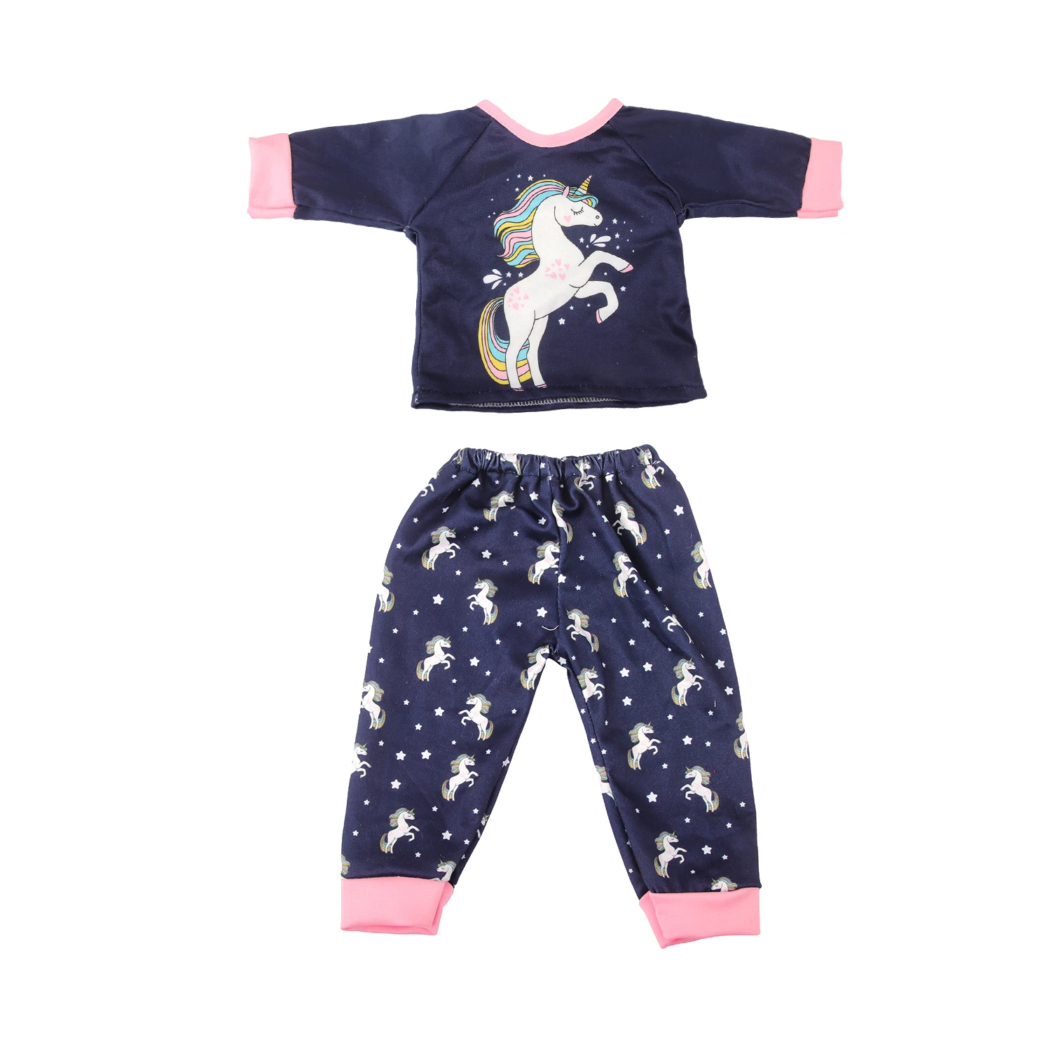 Cute Cat Animal Shark T-shirt+shorts Clothes Set Pajamas Fit For American 18 Inch Girl Doll And 43cm Baby New Born,OG Toy Doll
