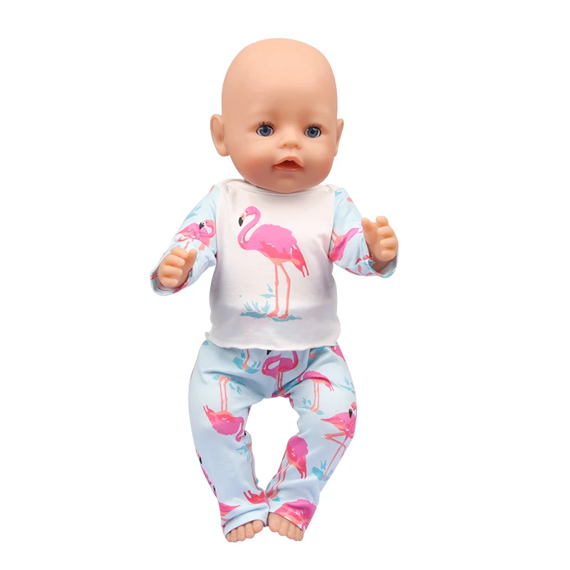 Cute Cat Animal Shark T-shirt+shorts Clothes Set Pajamas Fit For American 18 Inch Girl Doll And 43cm Baby New Born,OG Toy Doll
