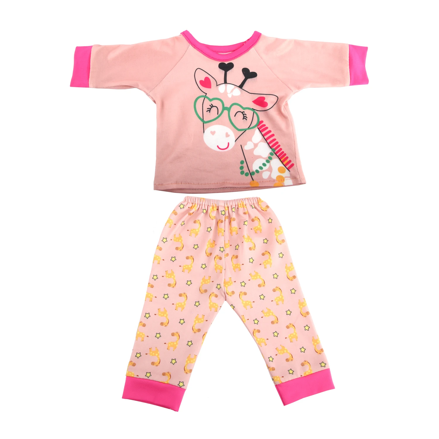 Cute Cat Animal Shark T-shirt+shorts Clothes Set Pajamas Fit For American 18 Inch Girl Doll And 43cm Baby New Born,OG Toy Doll