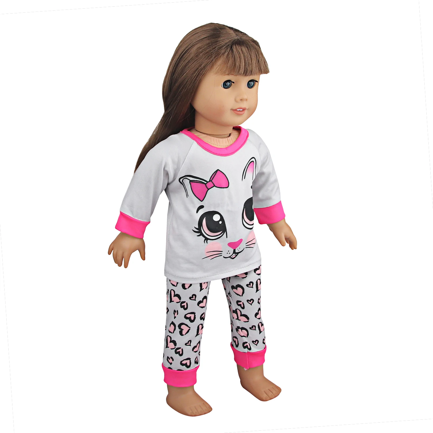 Cute Cat Animal Shark T-shirt+shorts Clothes Set Pajamas Fit For American 18 Inch Girl Doll And 43cm Baby New Born,OG Toy Doll