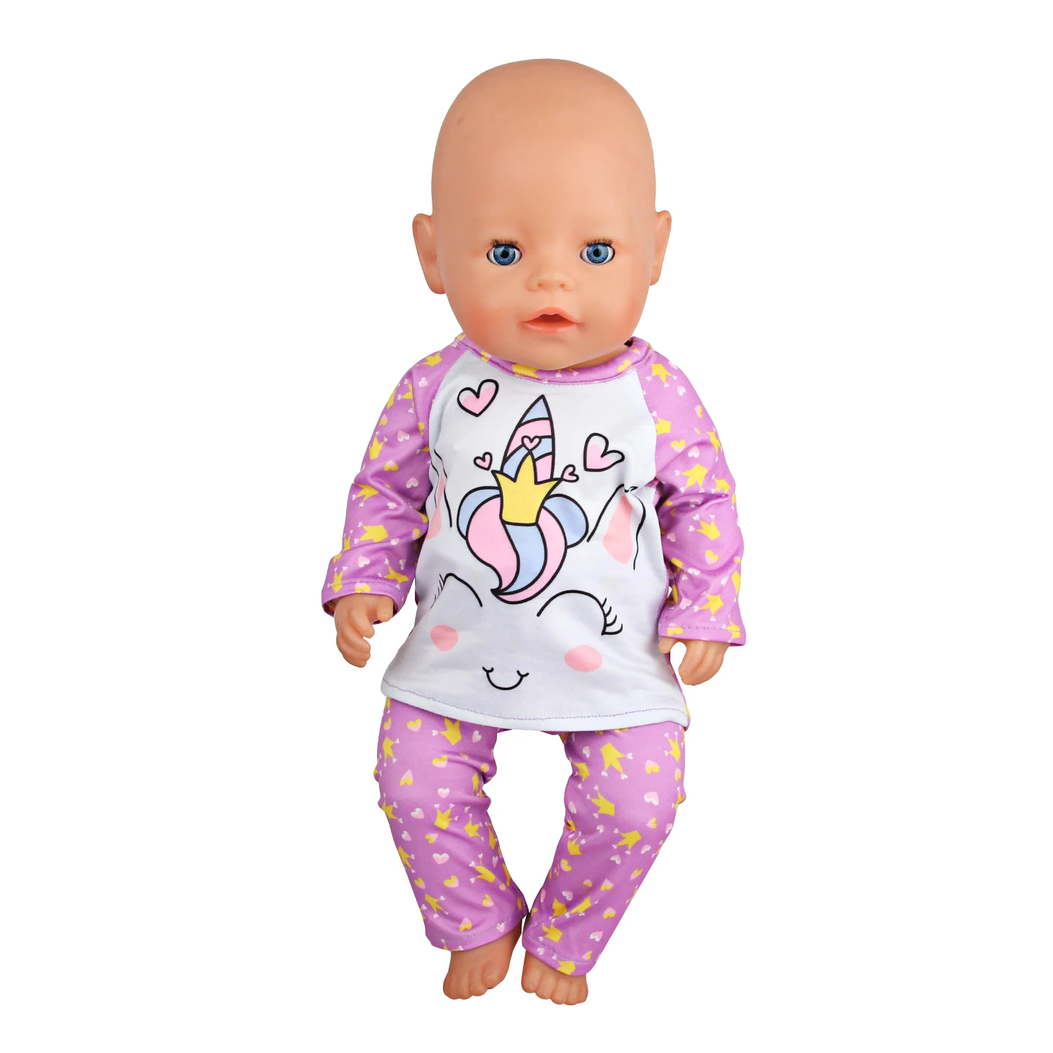 Cute Cat Animal Shark T-shirt+shorts Clothes Set Pajamas Fit For American 18 Inch Girl Doll And 43cm Baby New Born,OG Toy Doll