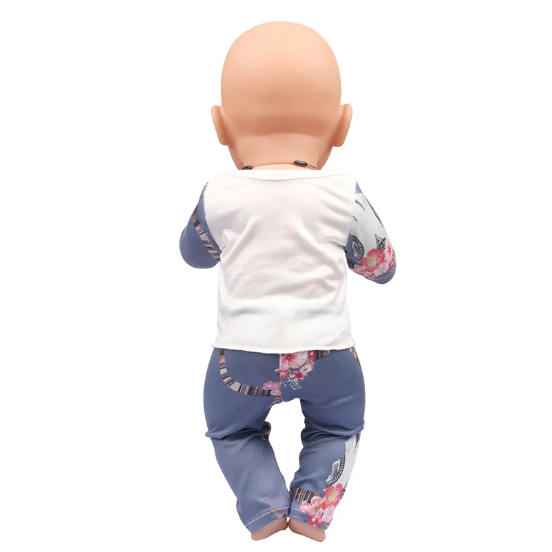 Cute Cat Animal Shark T-shirt+shorts Clothes Set Pajamas Fit For American 18 Inch Girl Doll And 43cm Baby New Born,OG Toy Doll