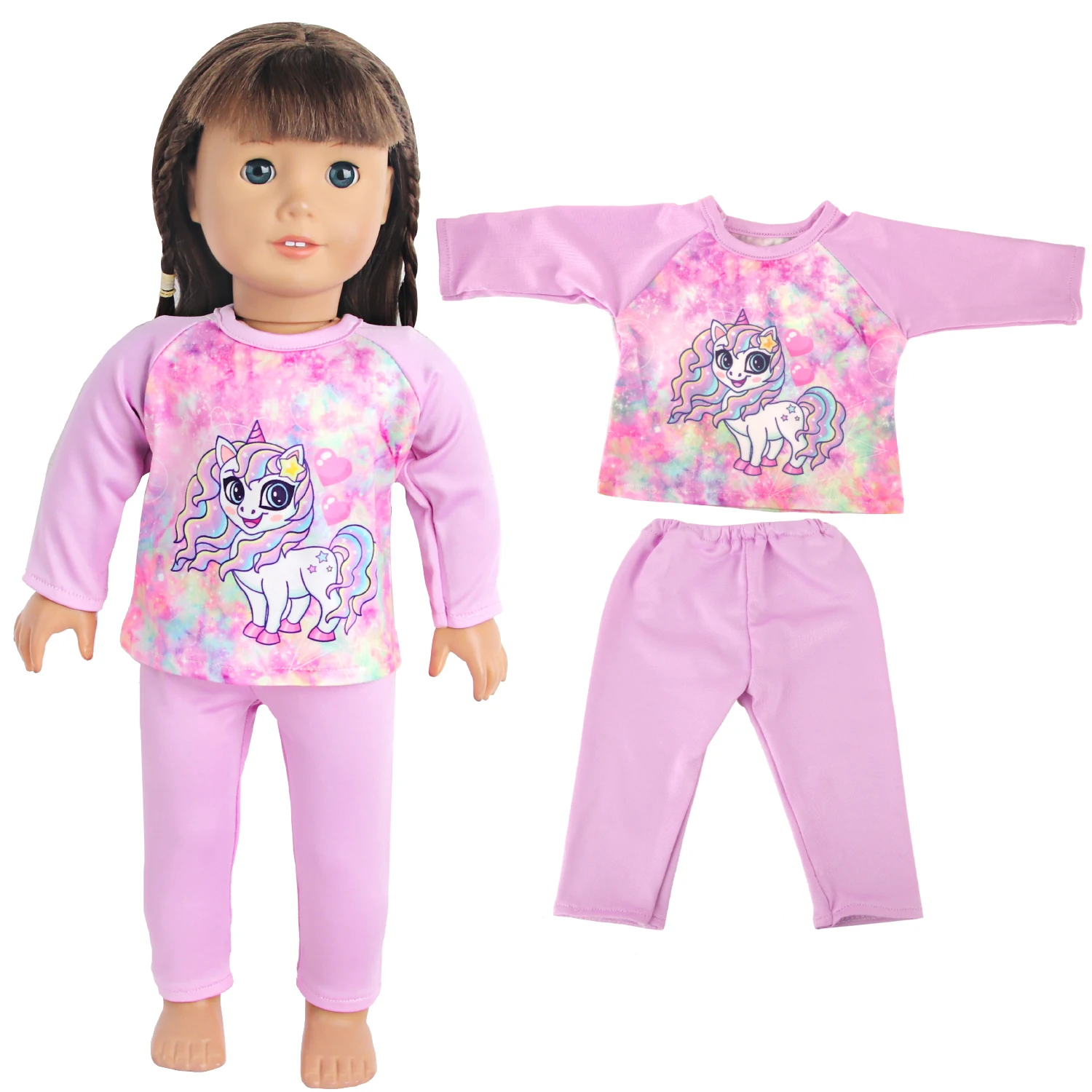 Cute Cat Animal Shark T-shirt+shorts Clothes Set Pajamas Fit For American 18 Inch Girl Doll And 43cm Baby New Born,OG Toy Doll