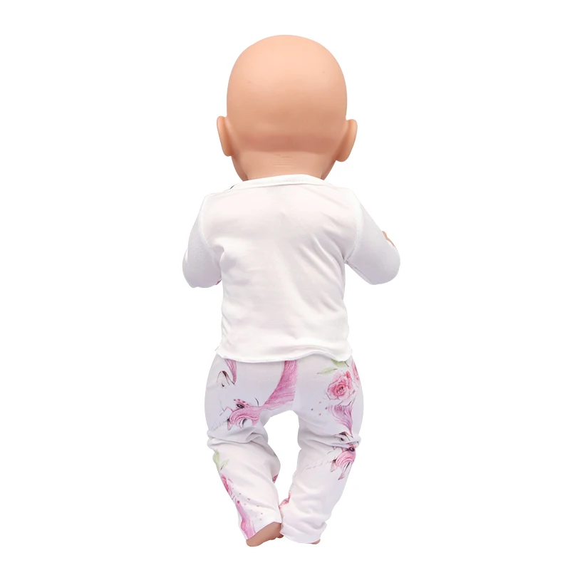 Cute Cat Animal Shark T-shirt+shorts Clothes Set Pajamas Fit For American 18 Inch Girl Doll And 43cm Baby New Born,OG Toy Doll