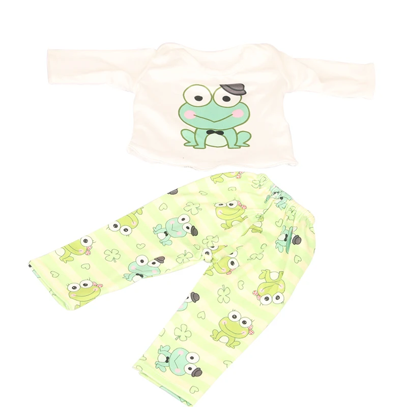 Cute Cat Animal Shark T-shirt+shorts Clothes Set Pajamas Fit For American 18 Inch Girl Doll And 43cm Baby New Born,OG Toy Doll