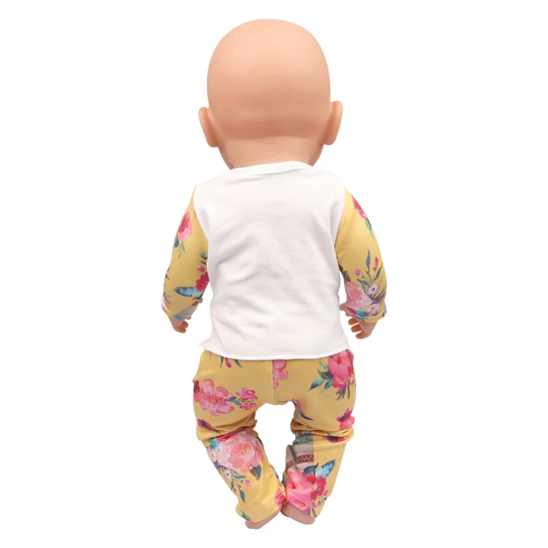 Cute Cat Animal Shark T-shirt+shorts Clothes Set Pajamas Fit For American 18 Inch Girl Doll And 43cm Baby New Born,OG Toy Doll