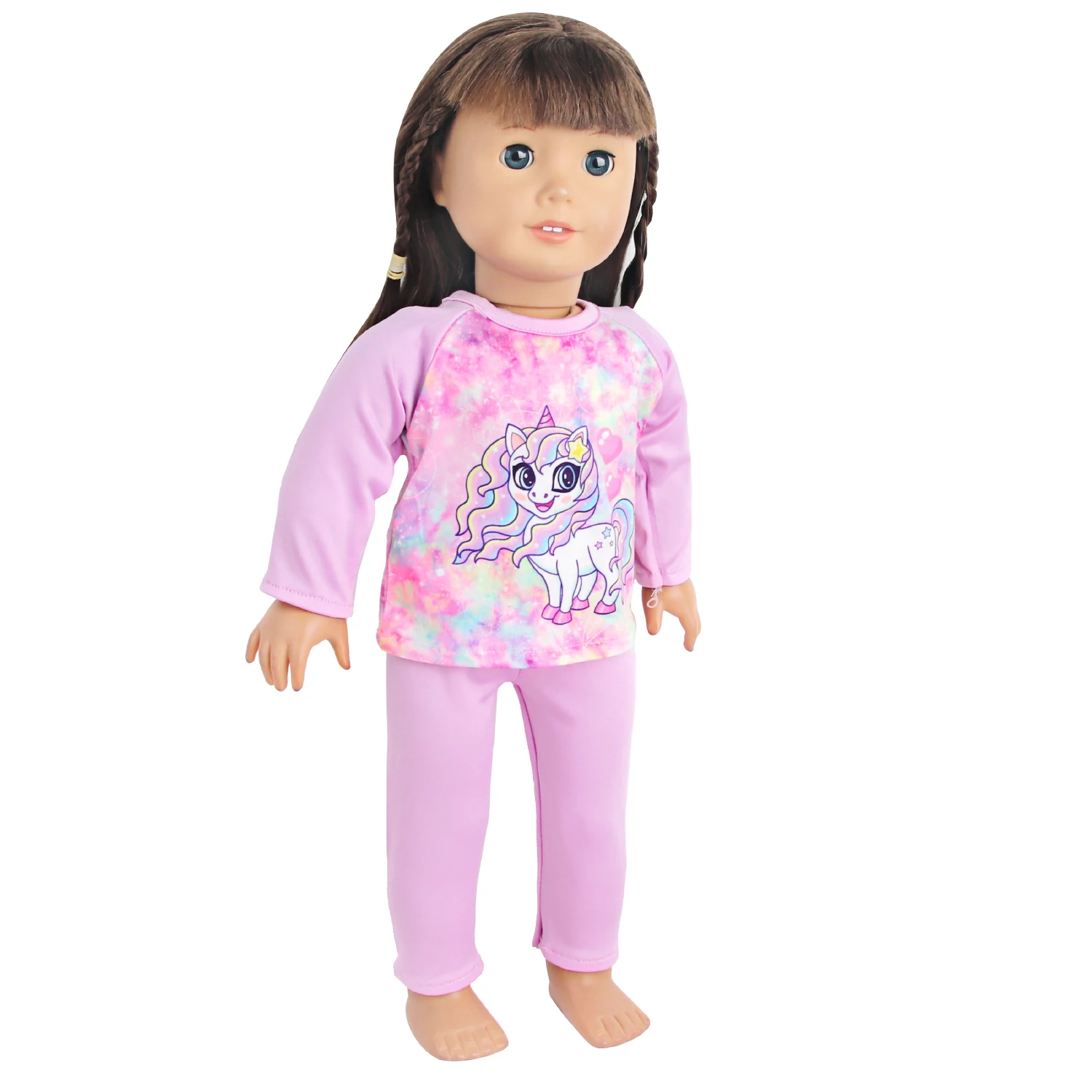 Cute Cat Animal Shark T-shirt+shorts Clothes Set Pajamas Fit For American 18 Inch Girl Doll And 43cm Baby New Born,OG Toy Doll