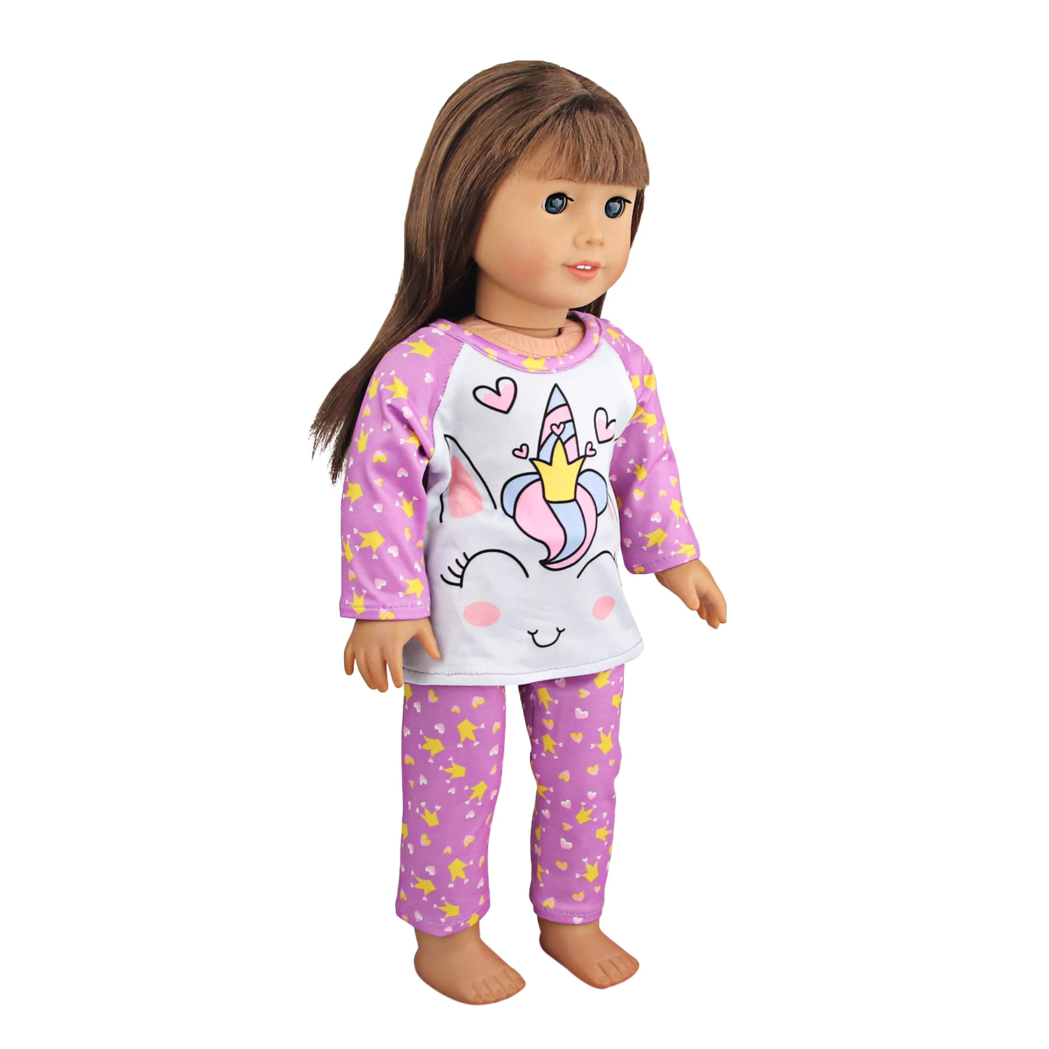 Cute Cat Animal Shark T-shirt+shorts Clothes Set Pajamas Fit For American 18 Inch Girl Doll And 43cm Baby New Born,OG Toy Doll
